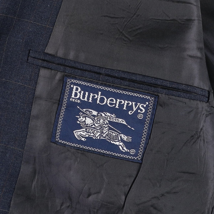 1980'S Burberry's Check Pattern Blazer Tailored Jacket, Men's Size M (approx.), Vintage unclear Charcoal Vintage Second Hand