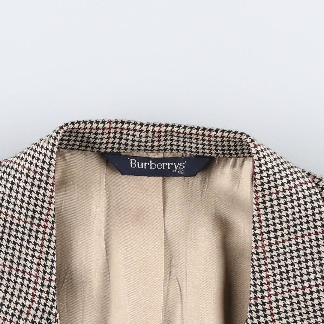 Burberry's Check Pattern Houndstooth Pattern Tailored Jacket, Made in USA, Men's Size L (approx.) unclear gray type Vintage Second Hand