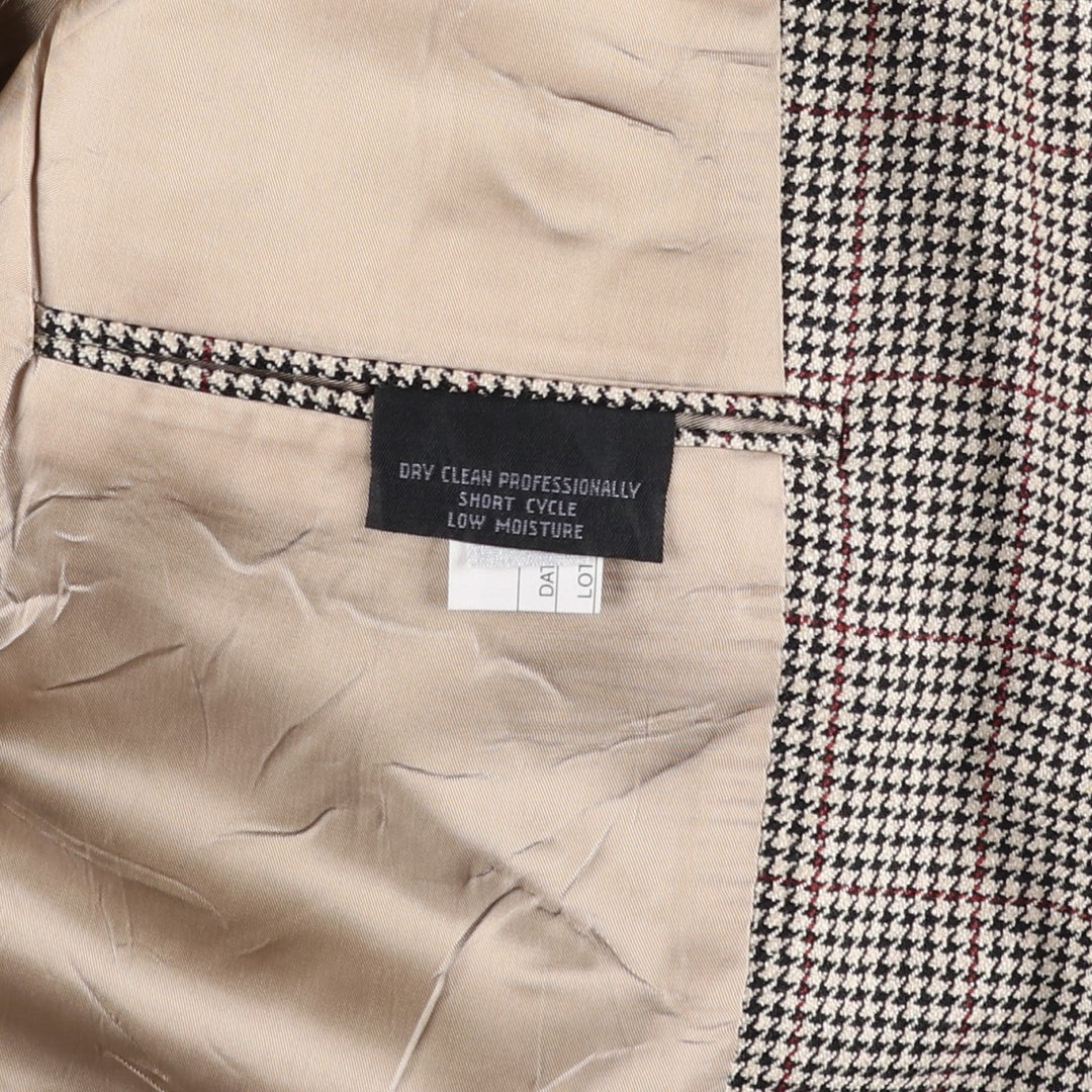 Burberry's Check Pattern Houndstooth Pattern Tailored Jacket, Made in USA, Men's Size L (approx.) unclear gray type Vintage Second Hand