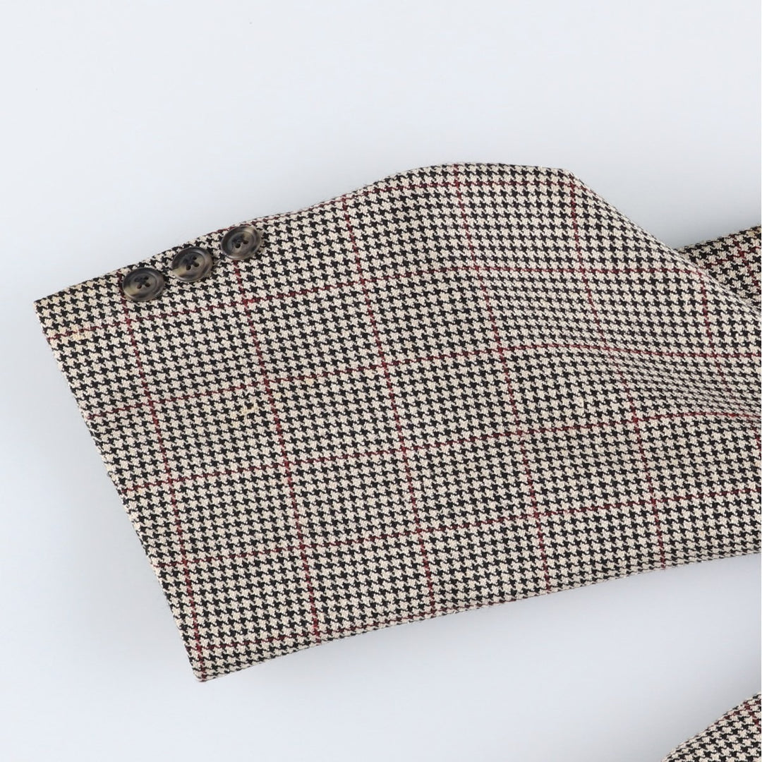 Burberry's Check Pattern Houndstooth Pattern Tailored Jacket, Made in USA, Men's Size L (approx.) unclear gray type Vintage Second Hand
