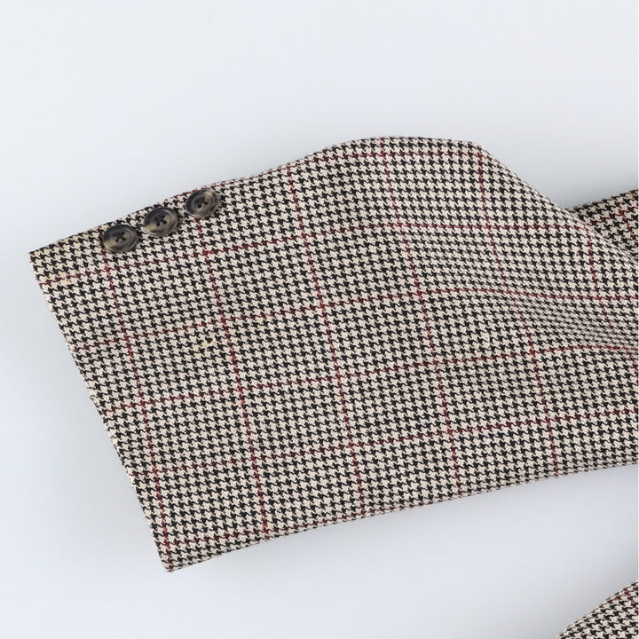 Burberry's Check Pattern Houndstooth Pattern Tailored Jacket, Made in USA, Men's Size L (approx.) unclear gray type Vintage Second Hand
