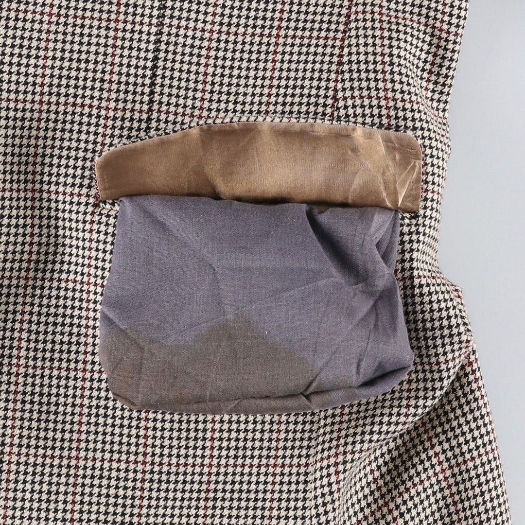 Burberry's Check Pattern Houndstooth Pattern Tailored Jacket, Made in USA, Men's Size L (approx.) unclear gray type Vintage Second Hand