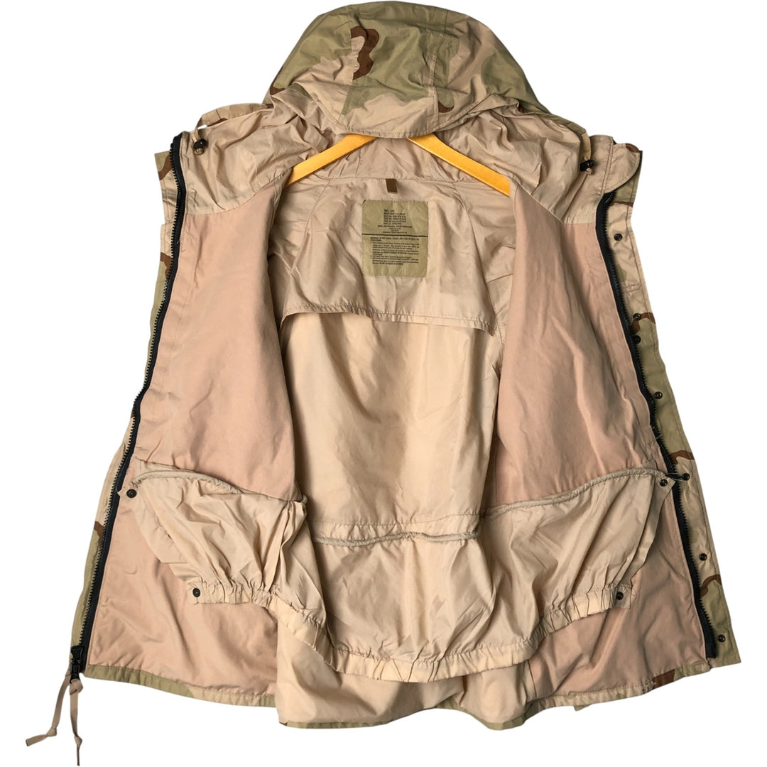 Authentic 2000'S US Military Camouflage Pattern 3C Desert Camo ECWCS 1st Gen Late Model Military Gore-Tex Parka, Made in USA, Small-Long Nylon Beige type Vintage Second Hand