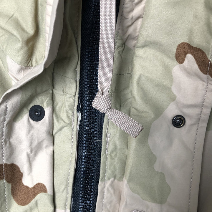 Authentic 2000'S US Military Camouflage Pattern 3C Desert Camo ECWCS 1st Gen Late Model Military Gore-Tex Parka, Made in USA, Small-Long Nylon Beige type Vintage Second Hand
