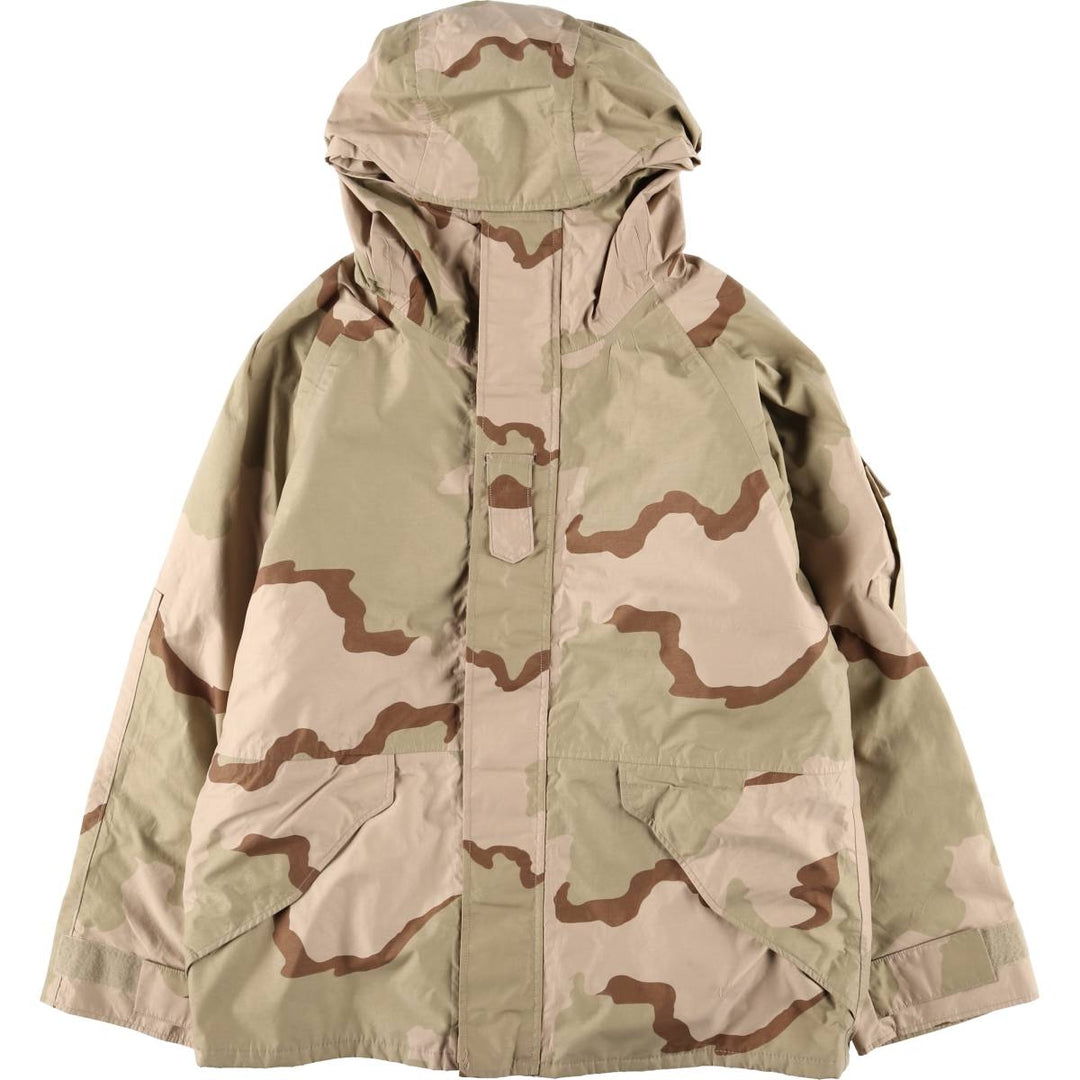 Authentic 2000'S US Military Camouflage Pattern 3C Desert Camo ECWCS 1st Gen Late Model Military Gore-Tex Parka, Made in USA, Size Large-Regular Nylon Beige type Vintage Second Hand