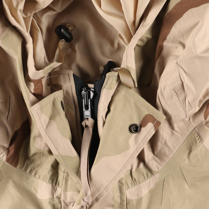 Authentic 2000'S US Military Camouflage Pattern 3C Desert Camo ECWCS 1st Gen Late Model Military Gore-Tex Parka, Made in USA, Size Large-Regular Nylon Beige type Vintage Second Hand