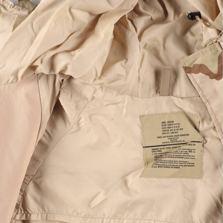 Authentic 2000'S US Military Camouflage Pattern 3C Desert Camo ECWCS 1st Gen Late Model Military Gore-Tex Parka, Made in USA, Size Large-Regular Nylon Beige type Vintage Second Hand