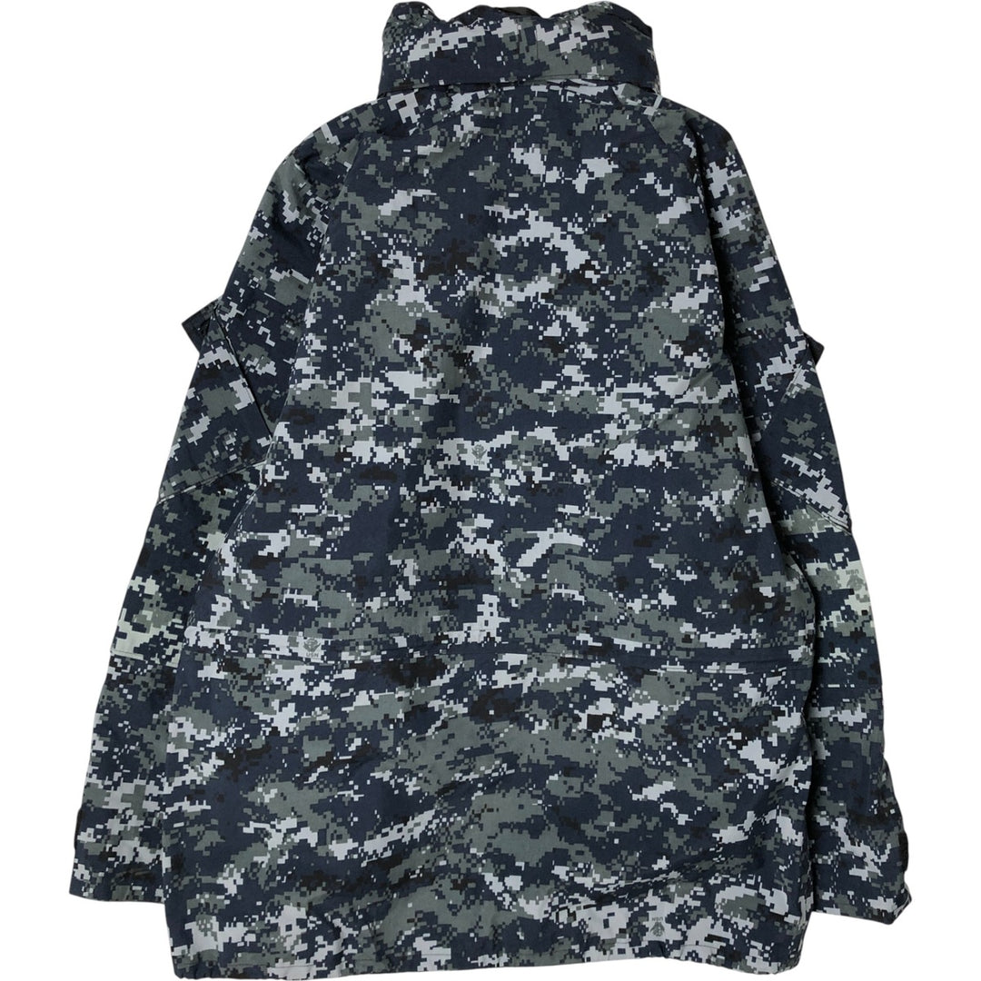 Authentic 2000'S US Navy Camouflage Pattern NWU Digital Camo Military Gore-Tex Parka, Made in USA, Medium Long, Men's Size M Nylon navy blue type Vintage Second Hand