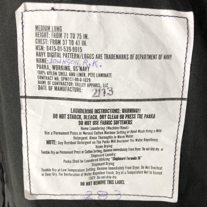 Authentic 2000'S US Navy Camouflage Pattern NWU Digital Camo Military Gore-Tex Parka, Made in USA, Medium Long, Men's Size M Nylon navy blue type Vintage Second Hand