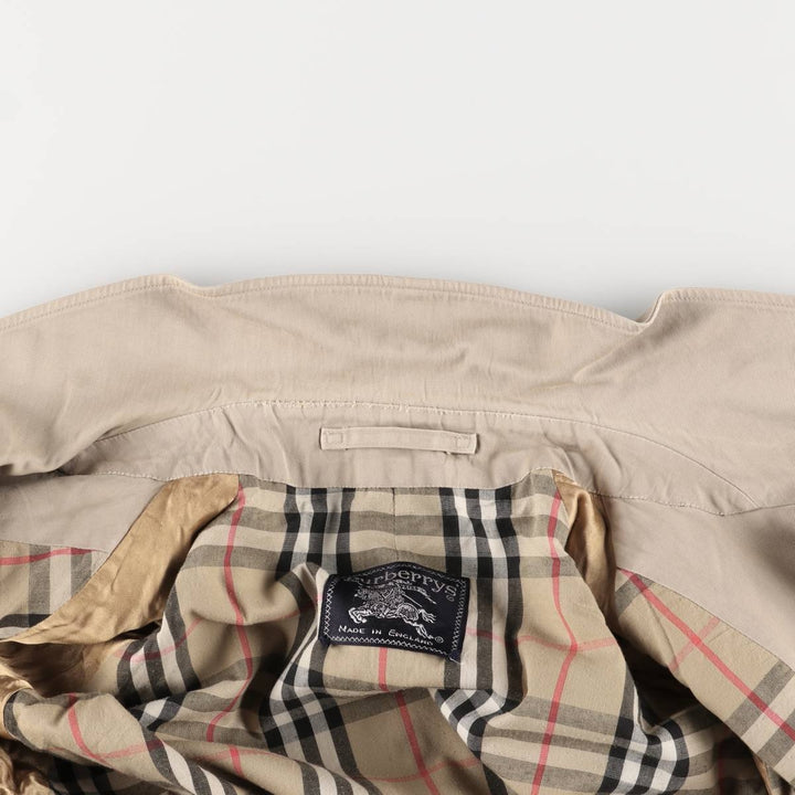 Burberry's plain Balmacaan coat, made in England, men's size XL polyester Beige type Vintage Second Hand