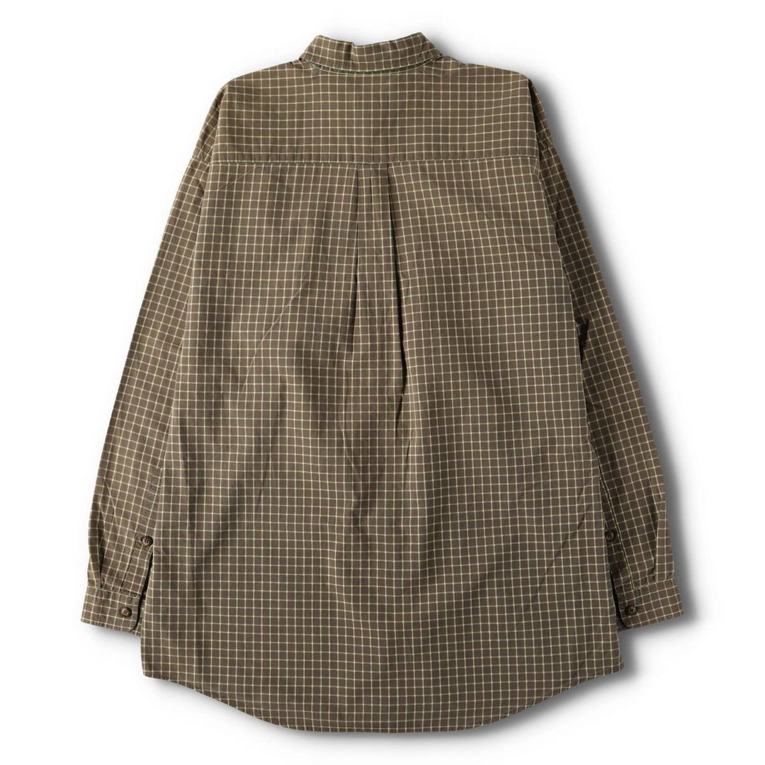 2000'S Patagonia Organic Cotton Pima Cotton Long Sleeve Cotton Check Shirt, Men's Size L cotton Khaki type Vintage Second Hand