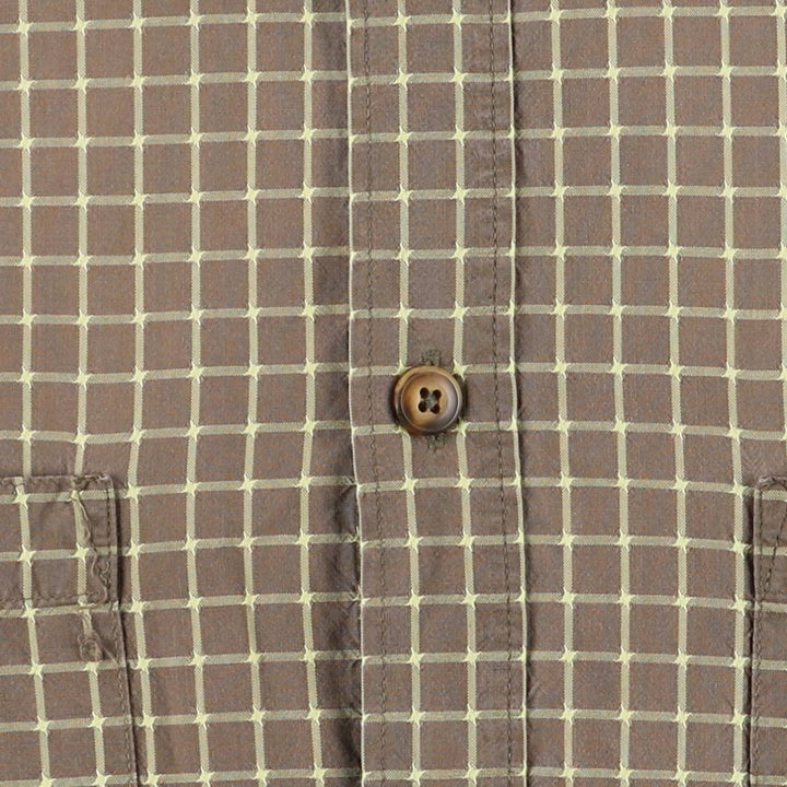 2000'S Patagonia Organic Cotton Pima Cotton Long Sleeve Cotton Check Shirt, Men's Size L cotton Khaki type Vintage Second Hand