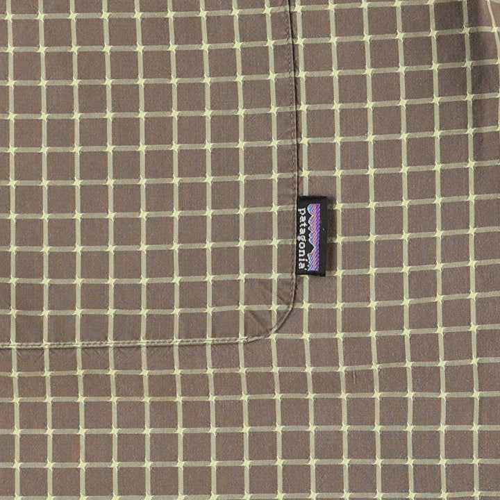 2000'S Patagonia Organic Cotton Pima Cotton Long Sleeve Cotton Check Shirt, Men's Size L cotton Khaki type Vintage Second Hand