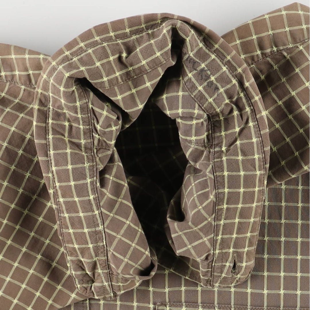 2000'S Patagonia Organic Cotton Pima Cotton Long Sleeve Cotton Check Shirt, Men's Size L cotton Khaki type Vintage Second Hand