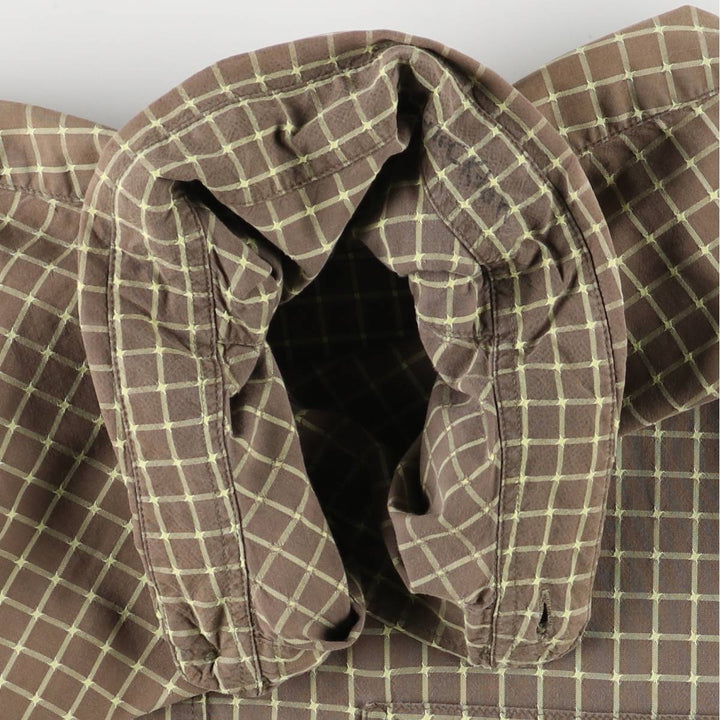 2000'S Patagonia Organic Cotton Pima Cotton Long Sleeve Cotton Check Shirt, Men's Size L cotton Khaki type Vintage Second Hand