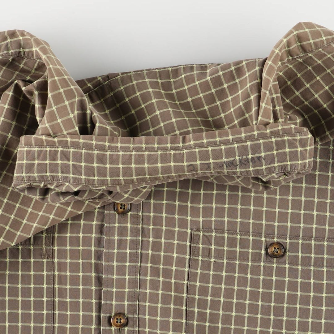 2000'S Patagonia Organic Cotton Pima Cotton Long Sleeve Cotton Check Shirt, Men's Size L cotton Khaki type Vintage Second Hand