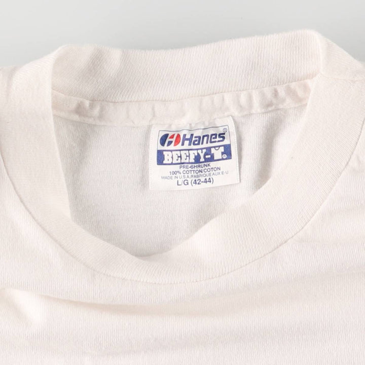 Vintage 90'S Hanes ALADDIN long-sleeved T-shirt, Made in USA, Men's Size L cotton white type Vintage Second Hand