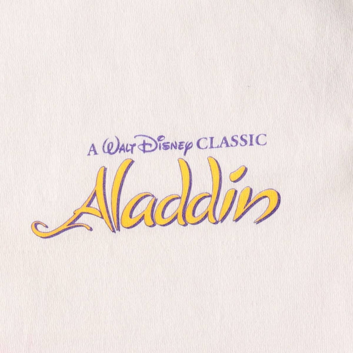 Vintage 90'S Hanes ALADDIN long-sleeved T-shirt, Made in USA, Men's Size L cotton white type Vintage Second Hand