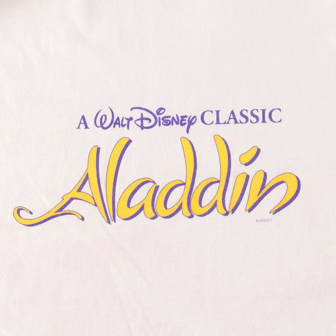 Vintage 90'S Hanes ALADDIN long-sleeved T-shirt, Made in USA, Men's Size L cotton white type Vintage Second Hand