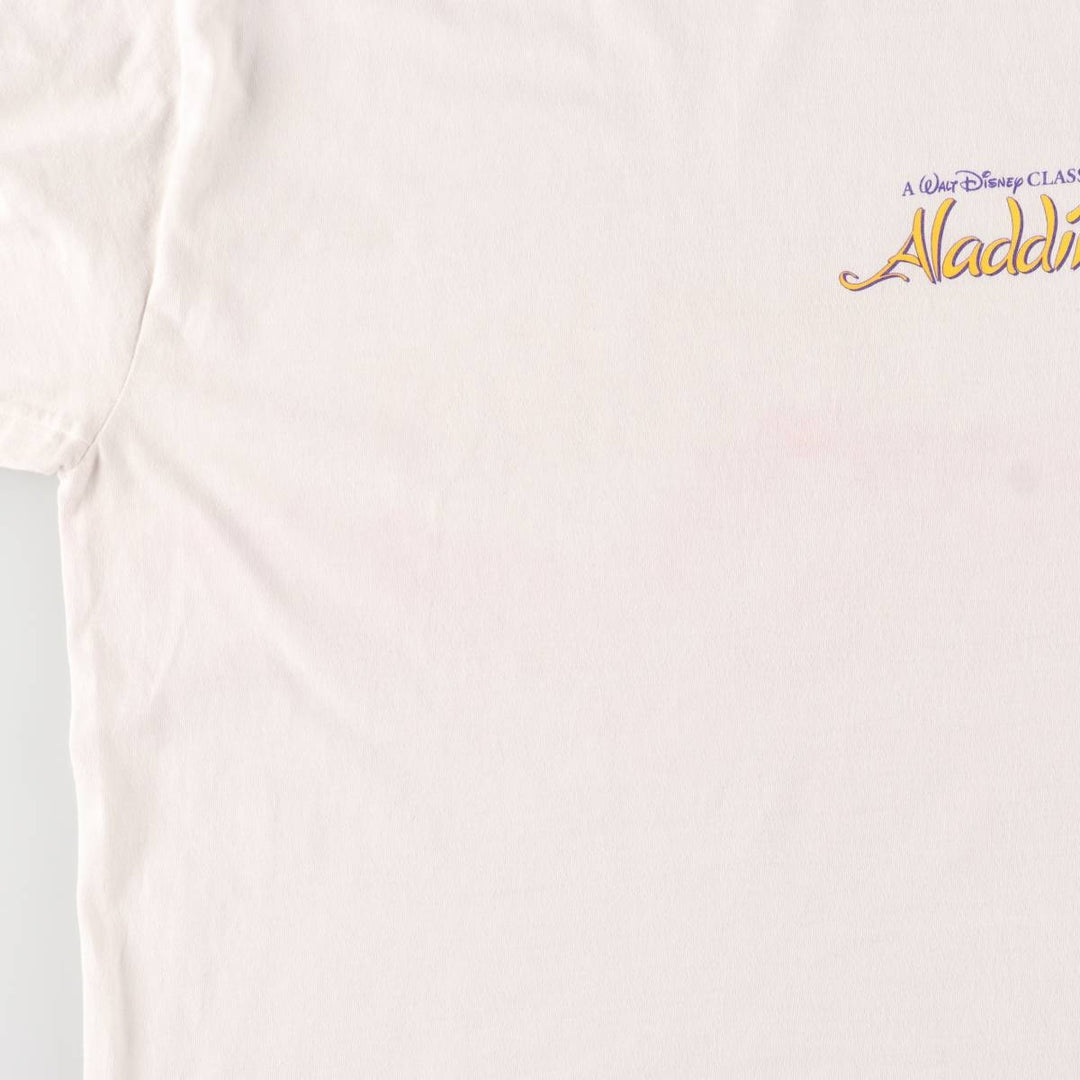 Vintage 90'S Hanes ALADDIN long-sleeved T-shirt, Made in USA, Men's Size L cotton white type Vintage Second Hand