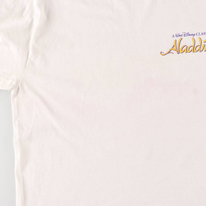 Vintage 90'S Hanes ALADDIN long-sleeved T-shirt, Made in USA, Men's Size L cotton white type Vintage Second Hand