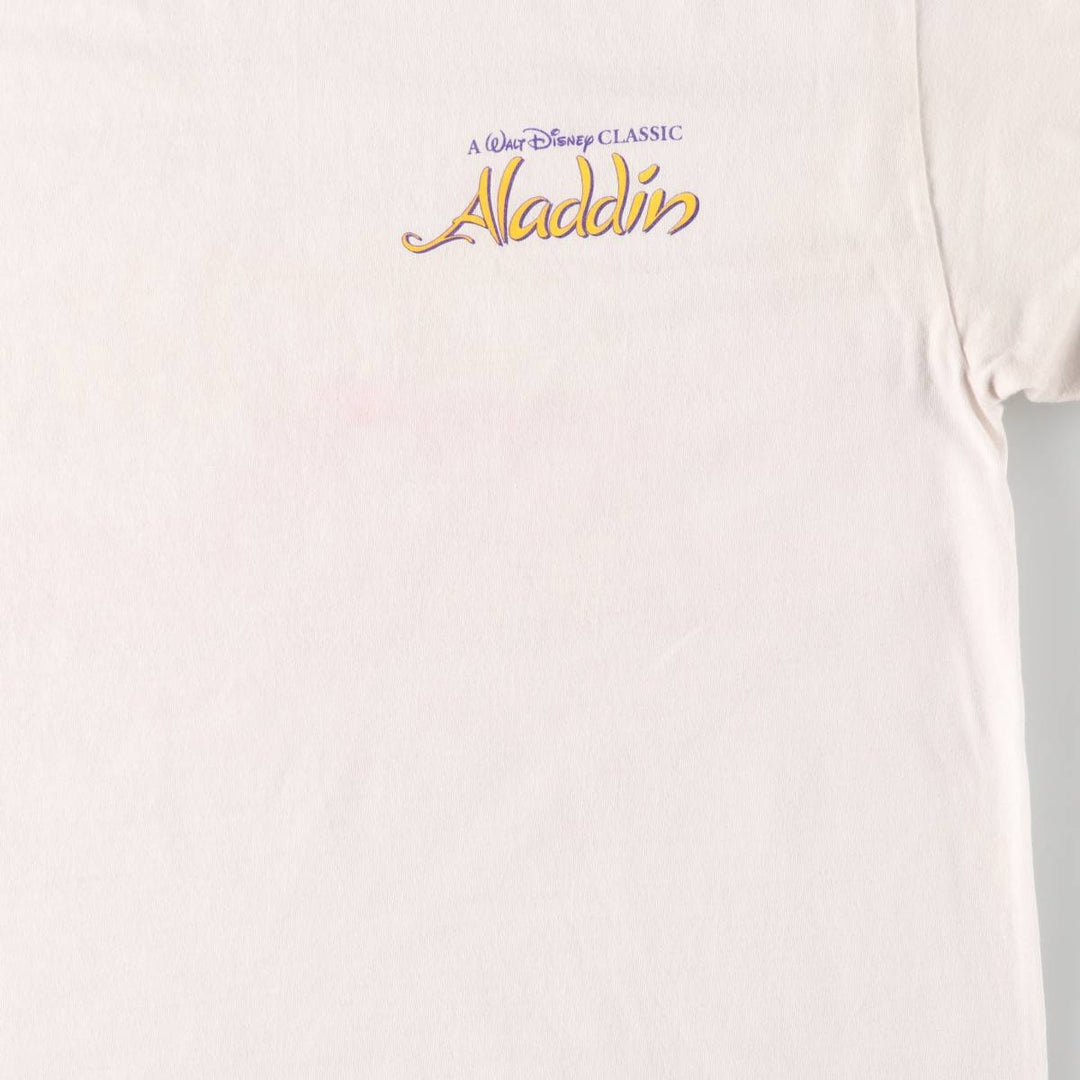 Vintage 90'S Hanes ALADDIN long-sleeved T-shirt, Made in USA, Men's Size L cotton white type Vintage Second Hand