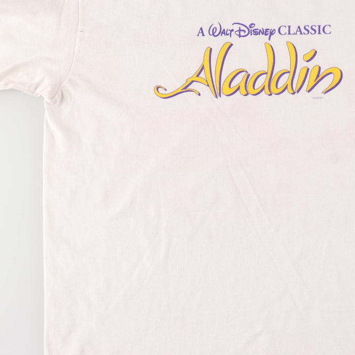 Vintage 90'S Hanes ALADDIN long-sleeved T-shirt, Made in USA, Men's Size L cotton white type Vintage Second Hand