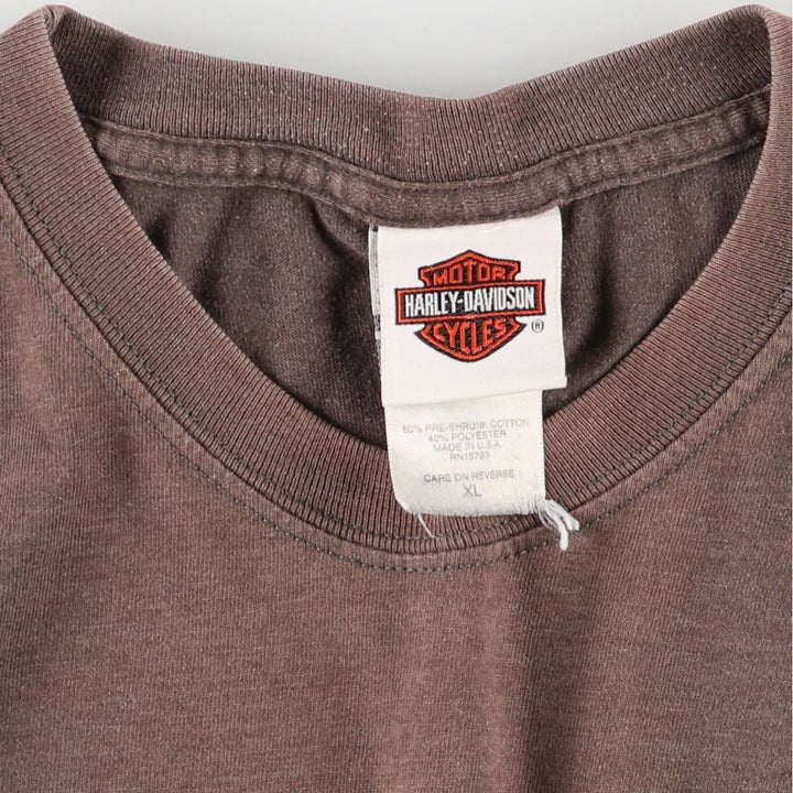 2000'S Harley-Davidson Fire Pattern Long Sleeve T-Shirt, Made in USA, Men's XL cotton Charcoal Vintage Second Hand