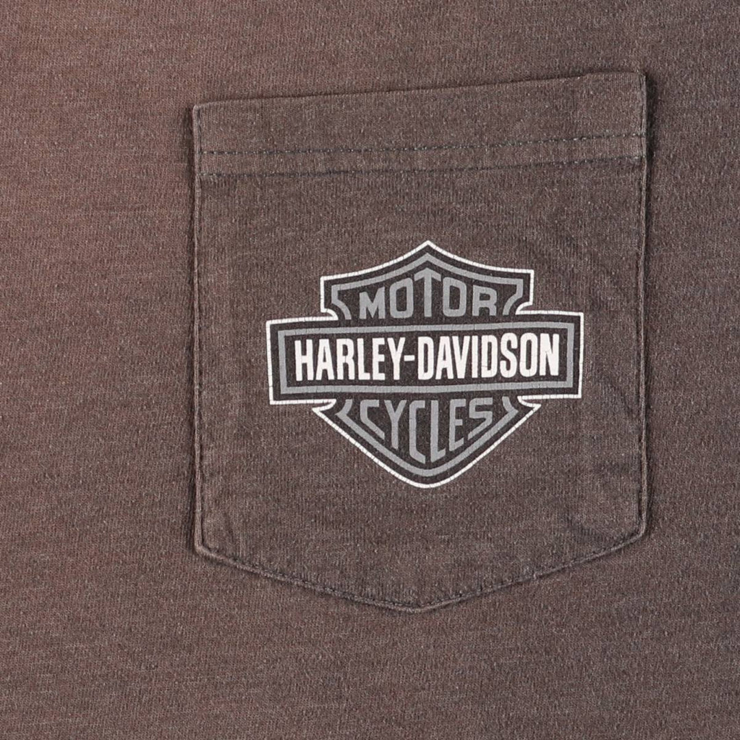 2000'S Harley-Davidson Fire Pattern Long Sleeve T-Shirt, Made in USA, Men's XL cotton Charcoal Vintage Second Hand