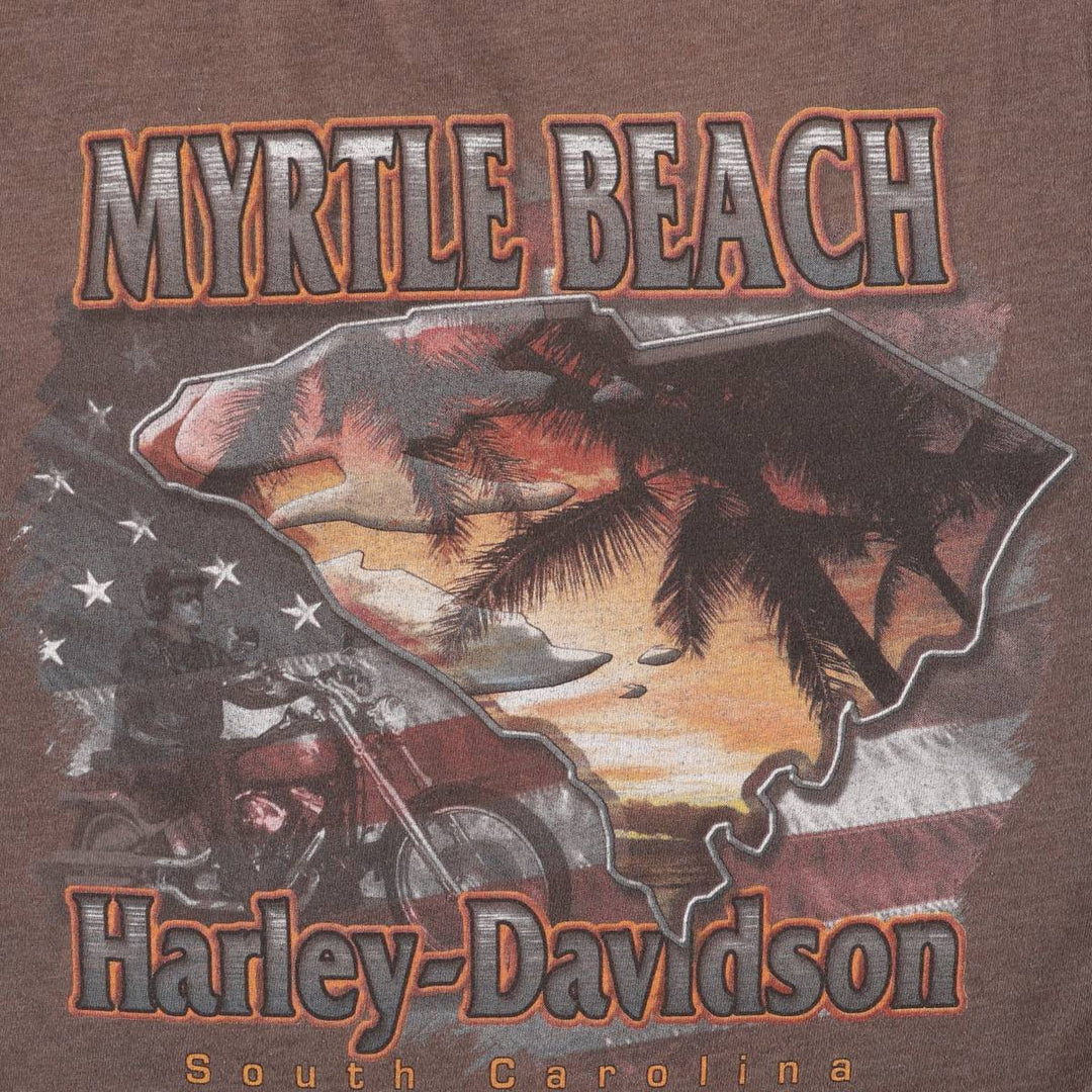 2000'S Harley-Davidson Fire Pattern Long Sleeve T-Shirt, Made in USA, Men's XL cotton Charcoal Vintage Second Hand