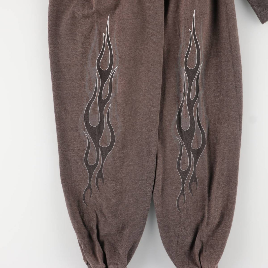 2000'S Harley-Davidson Fire Pattern Long Sleeve T-Shirt, Made in USA, Men's XL cotton Charcoal Vintage Second Hand