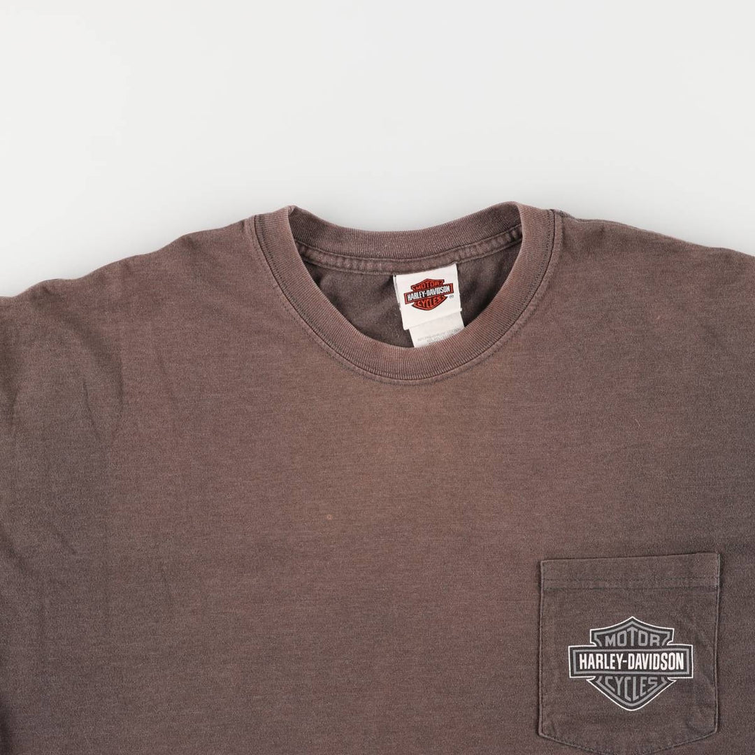 2000'S Harley-Davidson Fire Pattern Long Sleeve T-Shirt, Made in USA, Men's XL cotton Charcoal Vintage Second Hand