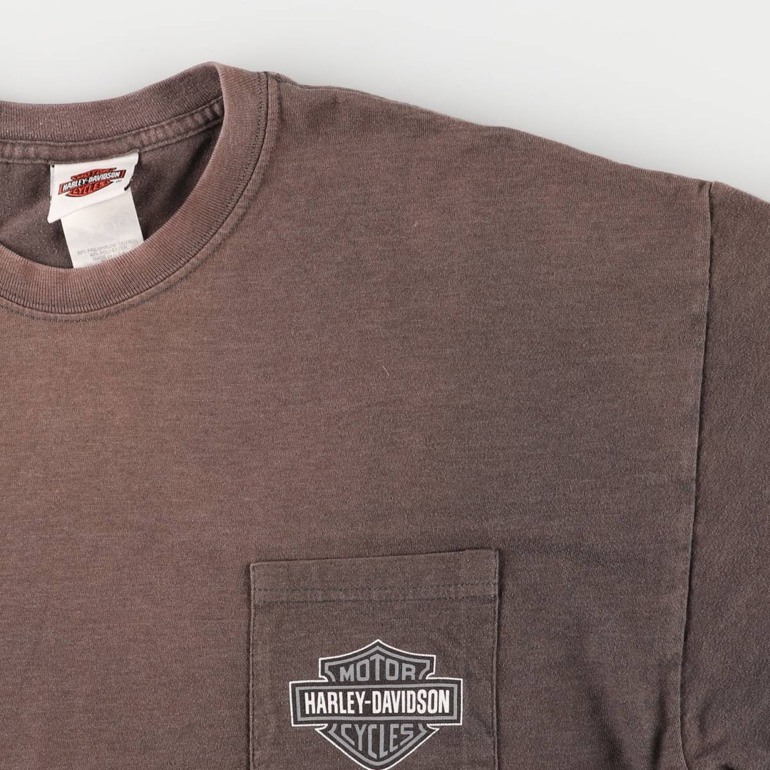 2000'S Harley-Davidson Fire Pattern Long Sleeve T-Shirt, Made in USA, Men's XL cotton Charcoal Vintage Second Hand