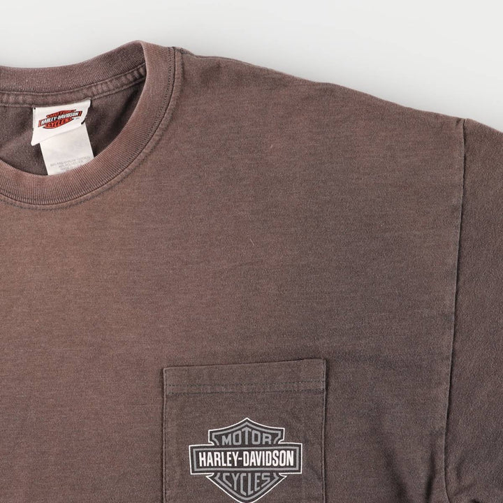 2000'S Harley-Davidson Fire Pattern Long Sleeve T-Shirt, Made in USA, Men's XL cotton Charcoal Vintage Second Hand