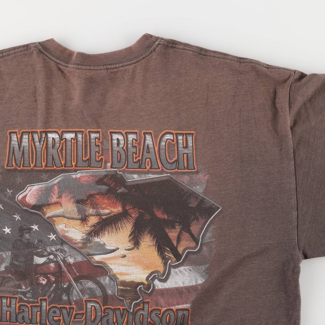 2000'S Harley-Davidson Fire Pattern Long Sleeve T-Shirt, Made in USA, Men's XL cotton Charcoal Vintage Second Hand