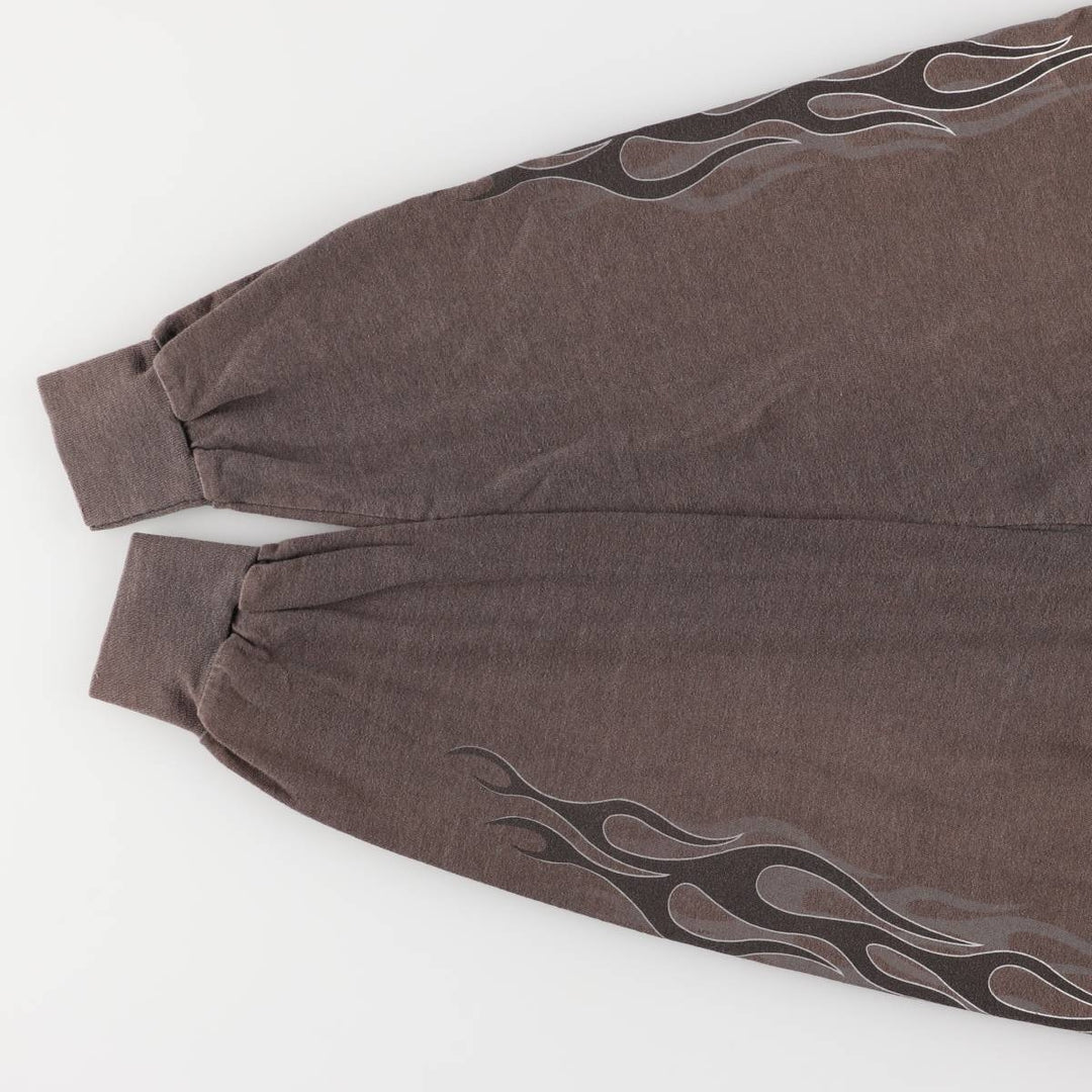 2000'S Harley-Davidson Fire Pattern Long Sleeve T-Shirt, Made in USA, Men's XL cotton Charcoal Vintage Second Hand