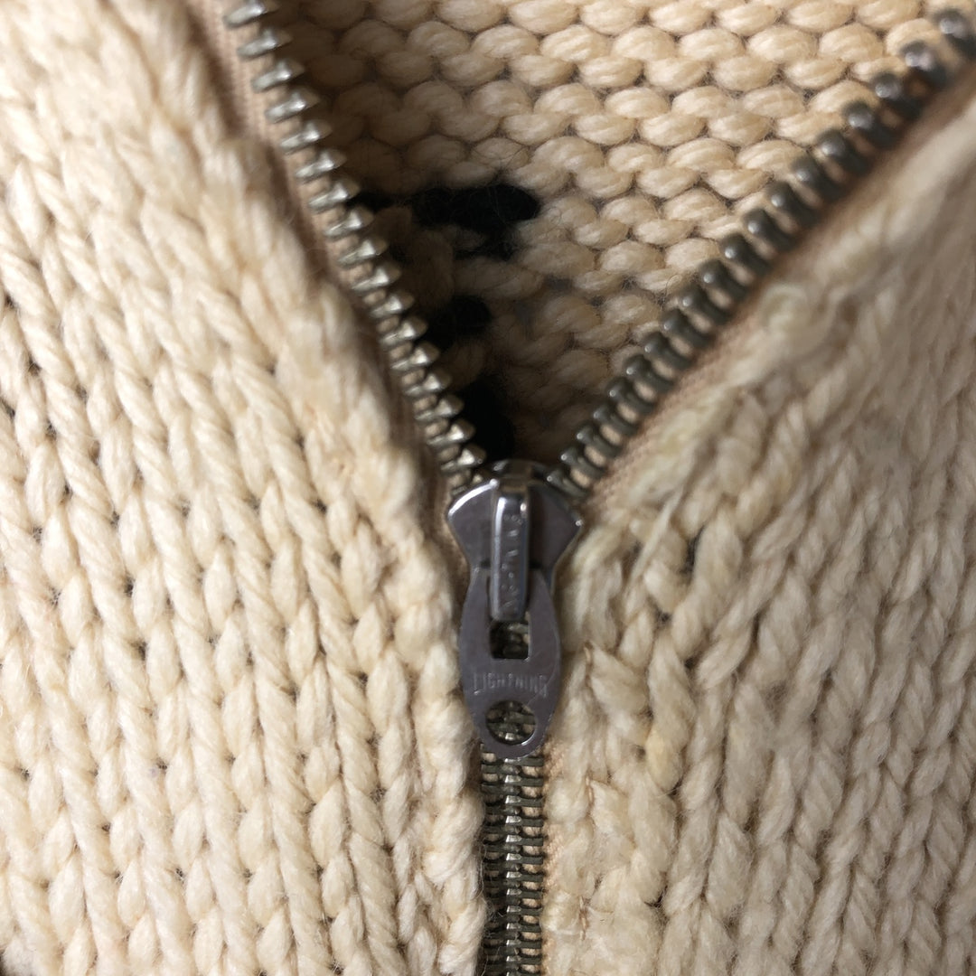 Vintage 1970'S duck print Cowichan sweater, size M, men's unclear yellow type Vintage Second Hand