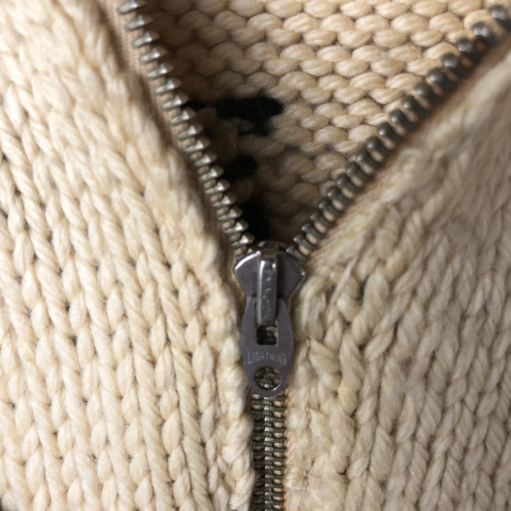 Vintage 1970'S duck print Cowichan sweater, size M, men's unclear yellow type Vintage Second Hand