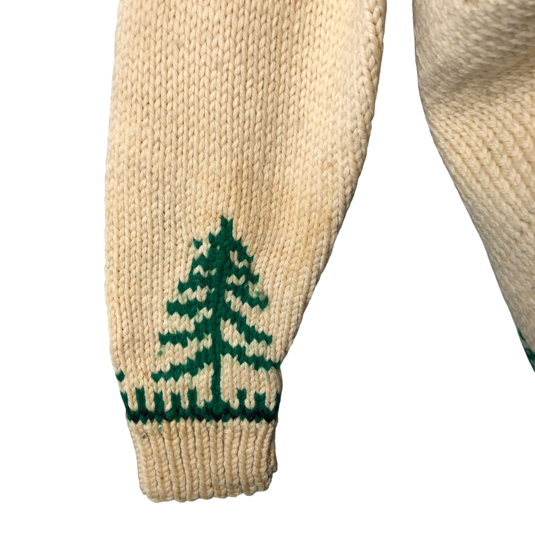 Vintage 1970'S duck print Cowichan sweater, size M, men's unclear yellow type Vintage Second Hand