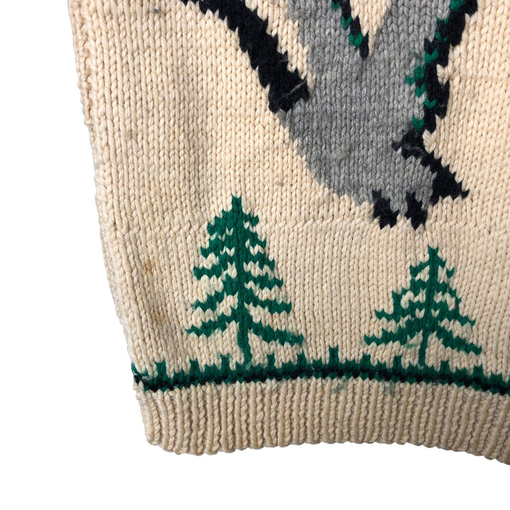 Vintage 1970'S duck print Cowichan sweater, size M, men's unclear yellow type Vintage Second Hand