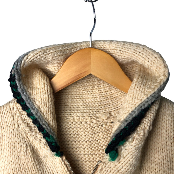 Vintage 1970'S duck print Cowichan sweater, size M, men's unclear yellow type Vintage Second Hand