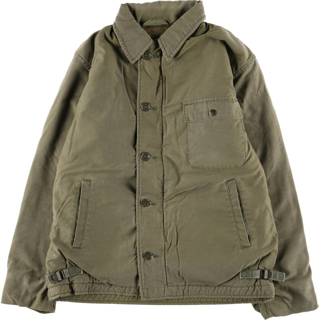 Authentic 1980'S US Navy A-2 Military Deck Jacket, Made in USA, Medium (38-40), Men's Size M, Vintage Nylon Khaki type Vintage Second Hand