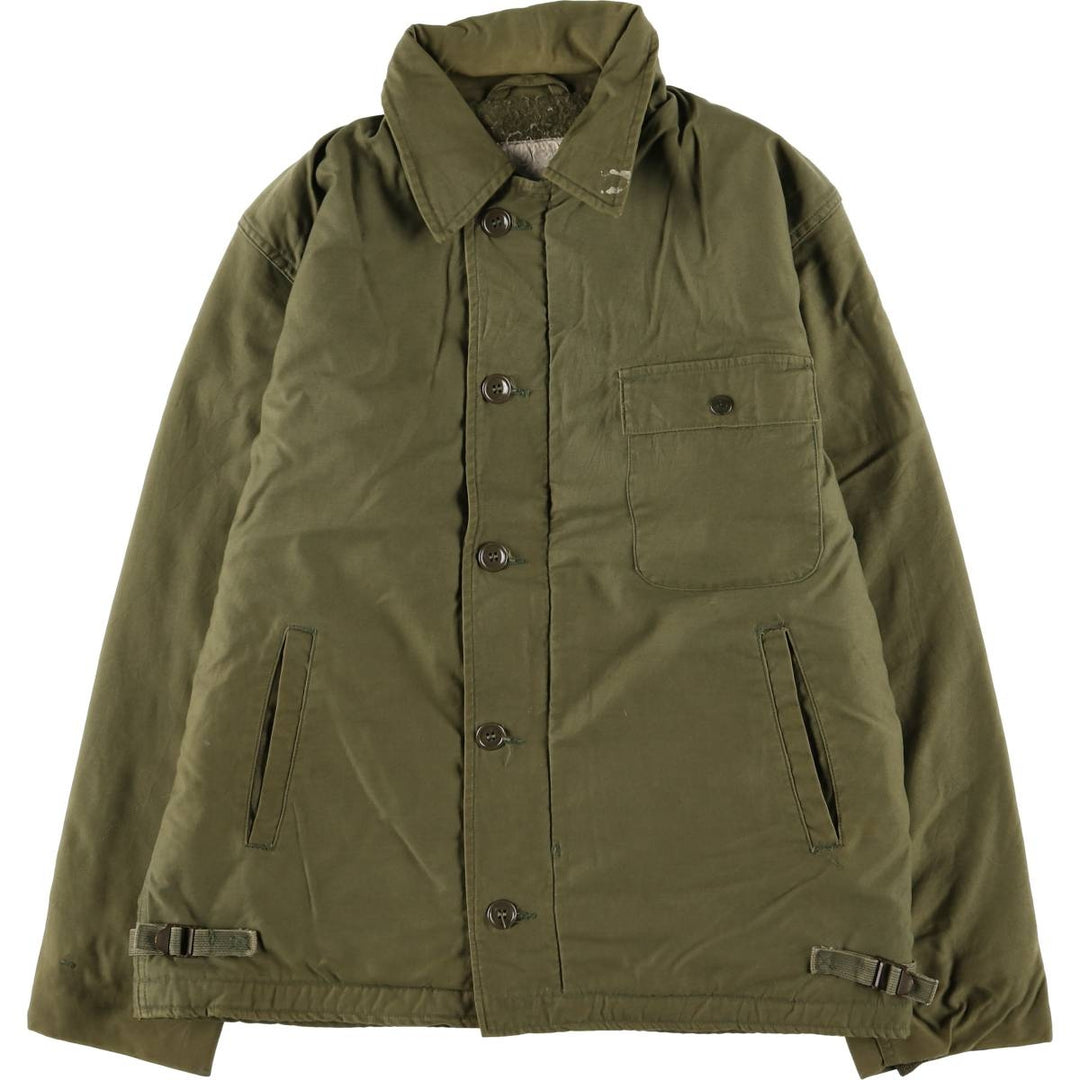 US Navy A-2 Deck Jacket with Back Stencil, Men's Size Medium unclear Khaki type Vintage Second Hand