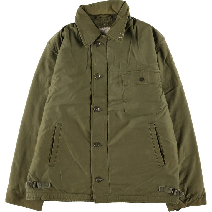 US Navy A-2 Deck Jacket with Back Stencil, Men's Size Medium unclear Khaki type Vintage Second Hand