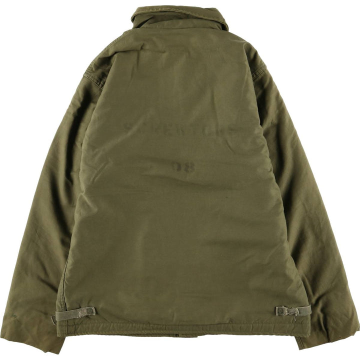 US Navy A-2 Deck Jacket with Back Stencil, Men's Size Medium unclear Khaki type Vintage Second Hand