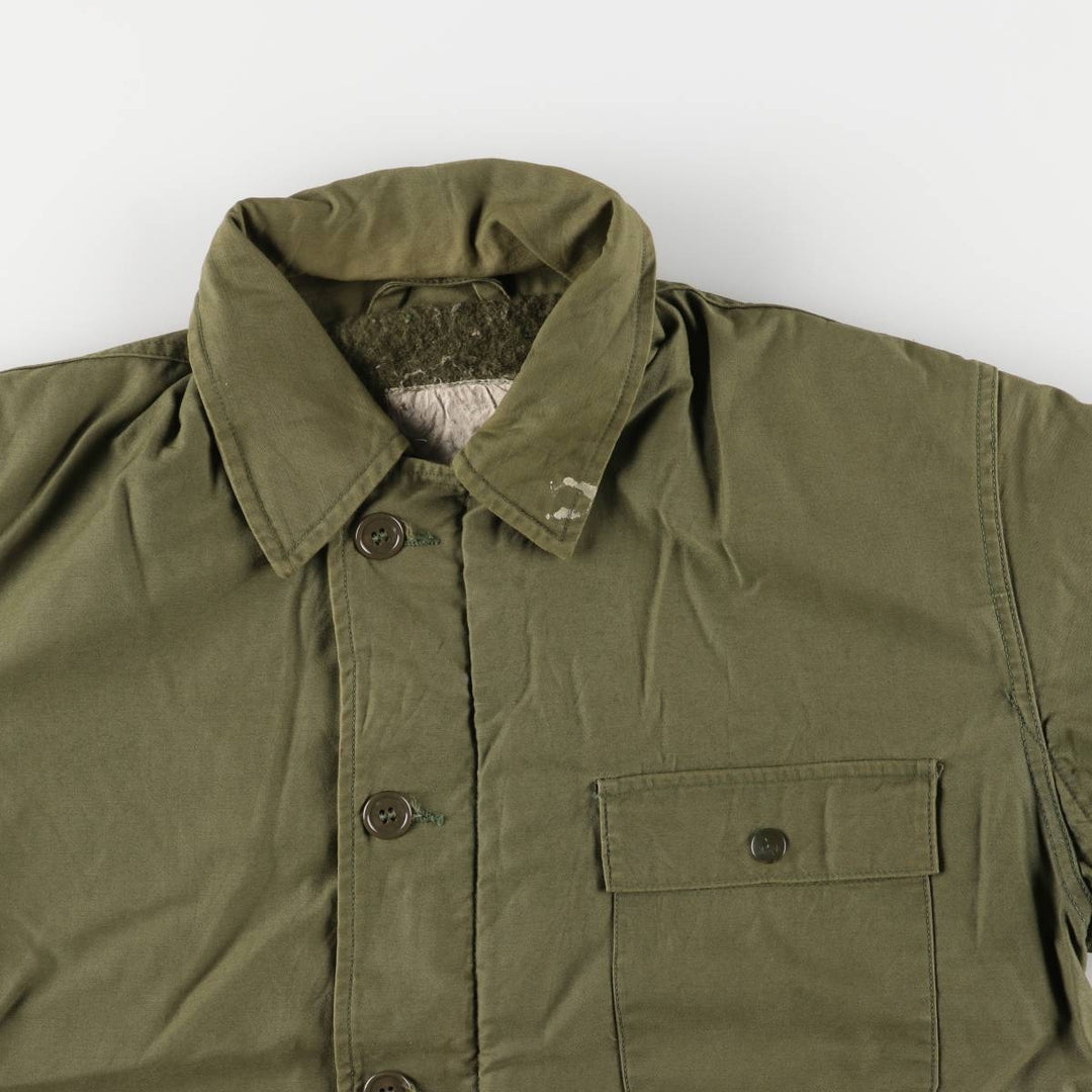US Navy A-2 Deck Jacket with Back Stencil, Men's Size Medium unclear Khaki type Vintage Second Hand