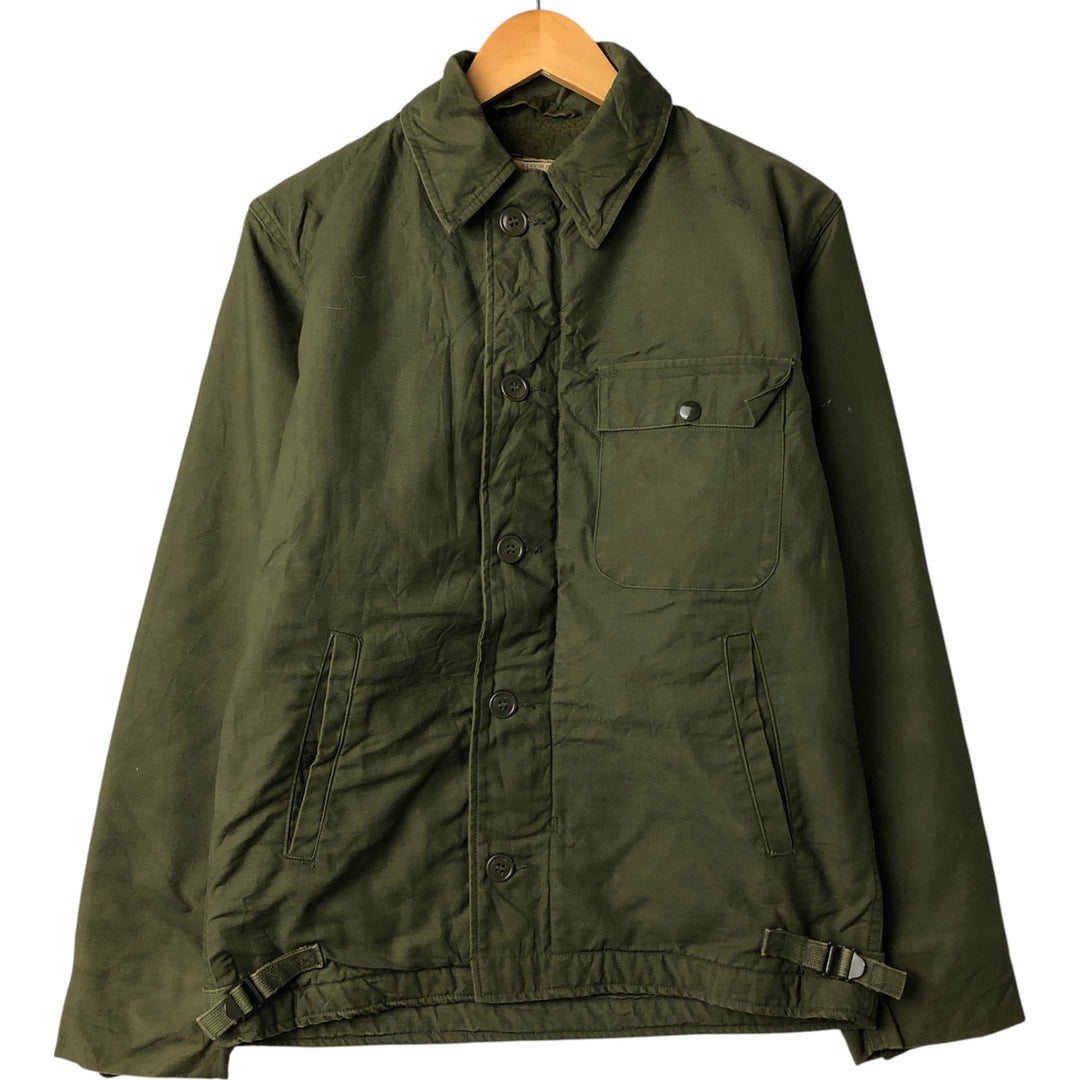 Authentic 1970'S US Navy A-2 Military Deck Jacket, Made in USA, Small (34-36), Men's Size Small, Vintage Nylon Khaki type Vintage Second Hand