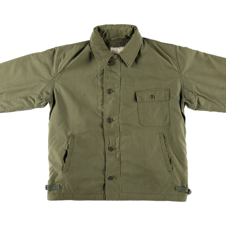1970'S US Navy A-2 Military Deck Jacket, Made in USA, Large (1942-1944), Men's Size L, Vintage unclear Khaki type Vintage Second Hand