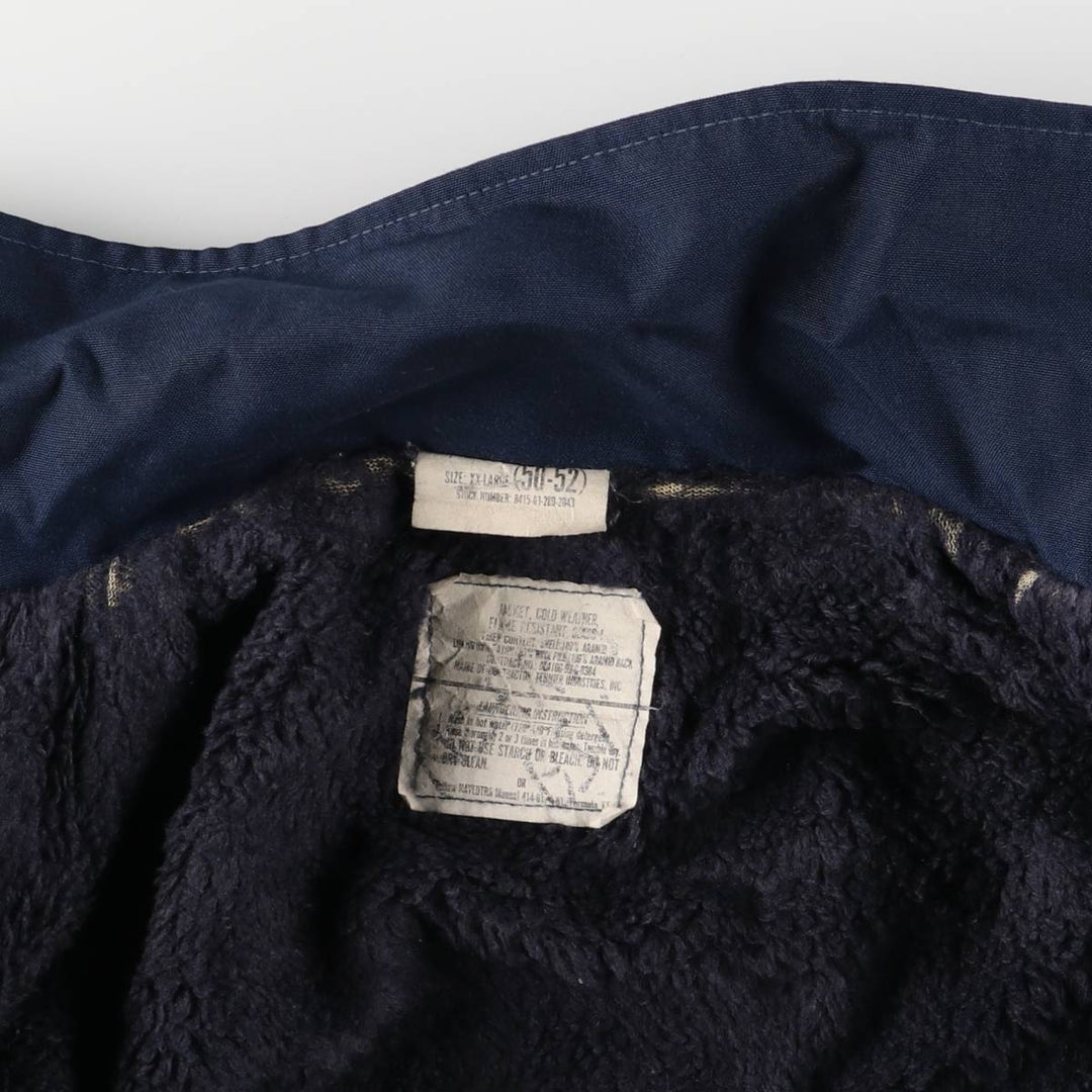 1990'S US Military Aramid Deck Jacket, Made in USA, XX-LARGE (50-52), Men's XXL Aramid navy blue type Vintage Second Hand