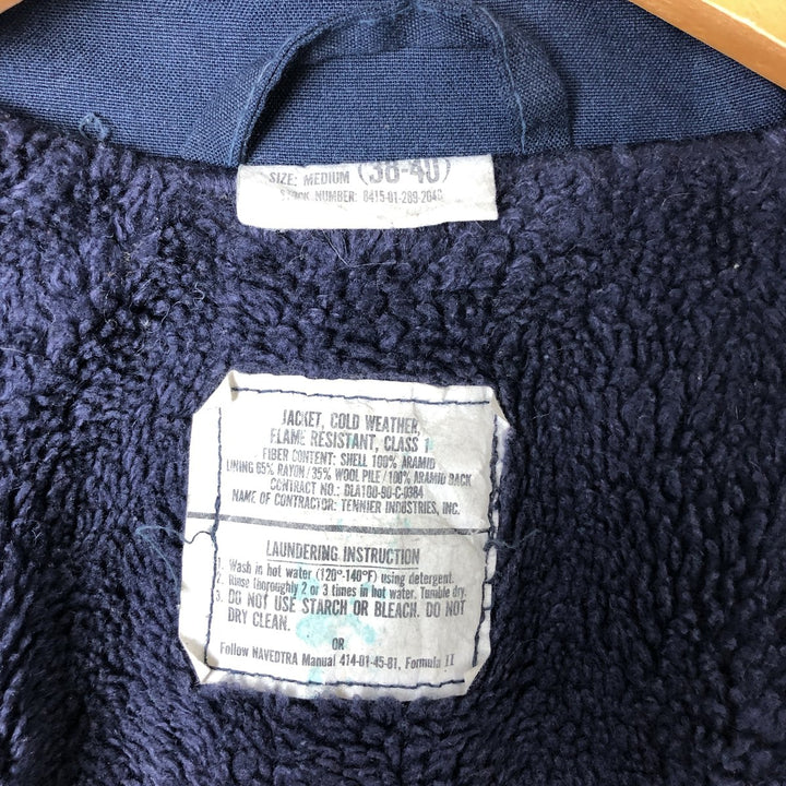 90'S US Military Aramid Deck Jacket, Made in USA, Medium (38-40), Men's Size M, Vintage Aramid navy blue type Vintage Second Hand